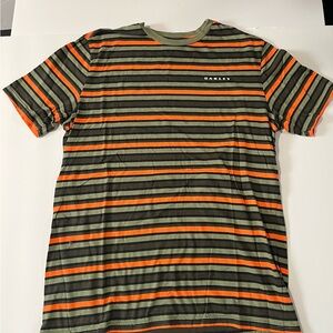 Oakley Olive, Black & Orange Striped Short Sleeve Crew Tee